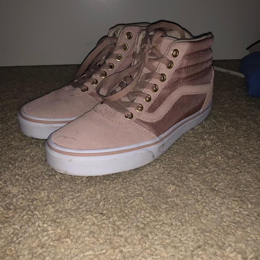 Vans Blush High-Top Sneakers with Gold Accents